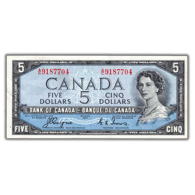 SOLD $5 1954 Bank of Canada Note Devil Face A/C Prefix BC-31a - EF