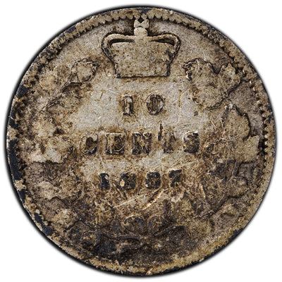 Canada 1887 10 Cents Dime Silver Coin - Good
