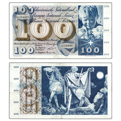 Switzerland 1965 100 Francs Note P #49h - Circulated