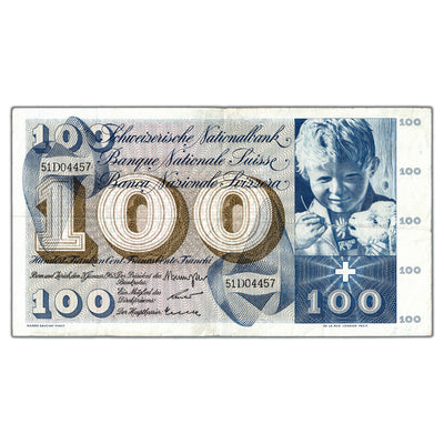 Switzerland 1965 100 Francs Note P #49h - Circulated