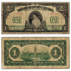 $1 1917 Dominion of Canada Note Saunders No Seal Series S DC-23b - Circulated