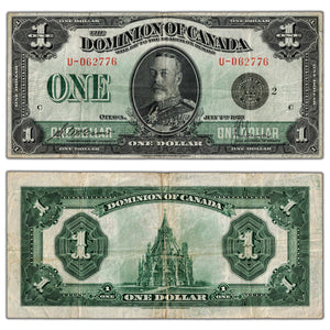 $1 1923 Dominion of Canada Note Black Seal Series U DC-25f - VF