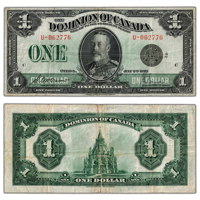 $1 1923 Dominion of Canada Note Black Seal Series U DC-25f - VF