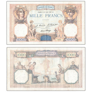 SOLD France 1927 1000 Francs P #79a - VF (pinholes)