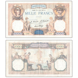 France 1927 1000 Francs P #79a - VF (pinholes)