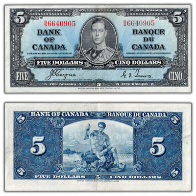 $5 1937 Bank of Canada Coyne-Towers B/S Prefix BC-23c - EF+