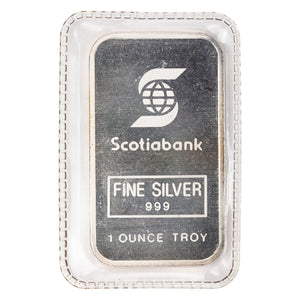 SOLD Engelhard Scotiabank 1oz .999 Fine Silver Bar - Sealed - *Bar has a bend*