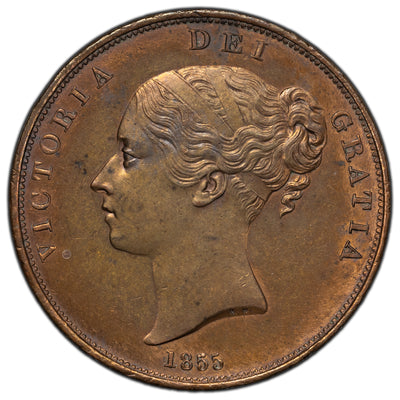 SOLD Great Britain 1855 1 One Penny Coin - Old Cleaning