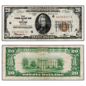 SOLD United States 1929 $20 Twenty Dollars National Note Chicago, IL Fr. 1870g