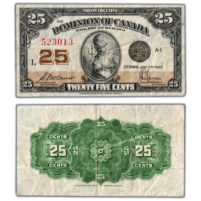 25 Cents 1923 Dominion of Canada Shinplaster Note DC-24c - VF