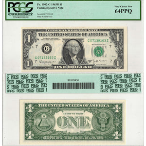SOLD United States 1963 $1 Note Chicago Fr. 1902-G - PCGS Ch UNC-64 PPQ