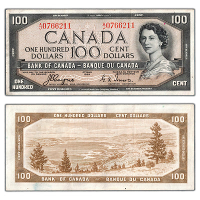 SOLD $100 1954 Bank of Canada Note Devil Face Coyne-Towers BC-35a - VF