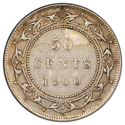 Newfoundland 1900 50 Cents Half Dollar Silver Coin - Choice Very Fine