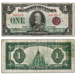 $1 1923 Dominion of Canada Note Bronze Seal Series B DC-25i - F/VF