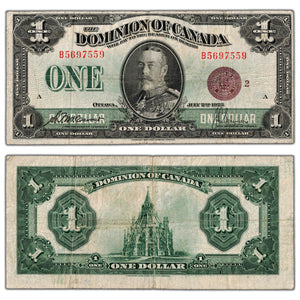 $1 1923 Dominion of Canada Note Bronze Seal Series B DC-25i - F/VF