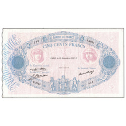 France 1932 500 Francs P #66l - VF+ (staple hole)