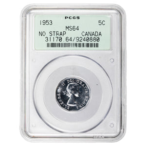 SOLD Canada 1953 NSF 5 Cents Coin - PCGS MS-64 OGH