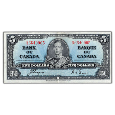 $5 1937 Bank of Canada Coyne-Towers B/S Prefix BC-23c - EF+