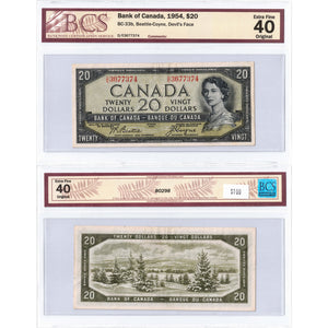 SOLD $20 1954 Bank of Canada Devil Face D/E Prefix BC-33b - BCS EF-40