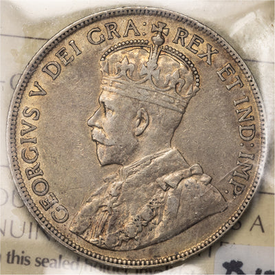 SOLD Canada 1916 50 Cents Half Dollar Silver Coin - ICCS VF-30