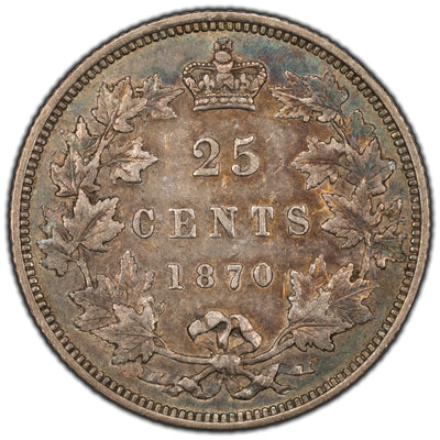 SOLD Canada 1870 25 Cents Quarter Silver Coin - VF+