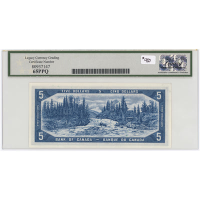 SOLD $5 1954 Bank of Canada Note Devil Face Low Serial #344 BC-31a - Legacy UNC-65 PPQ