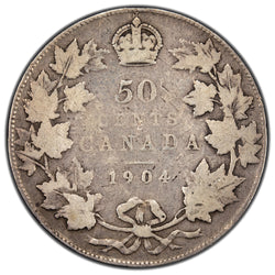 Canada 1904 50 Cents Half Dollar Silver Coin - VG (rim bumps)