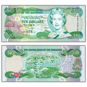 SOLD Bahamas Central Bank 1996 $10 Ten Dollars Note P #59a - Choice UNC
