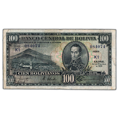 Bolivia 1928 100 Bolivianos Note P #133 - Circulated