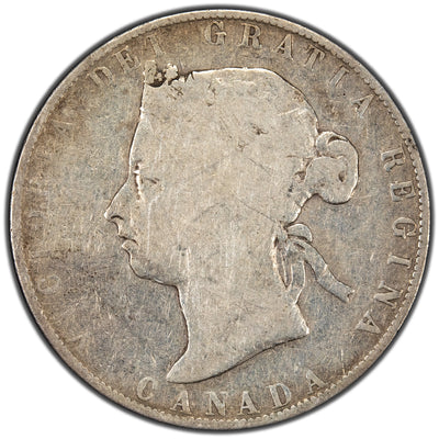 Canada 1899 Small 9's 50 Cents Half Dollar Silver Coin - Good +