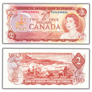 SOLD $2 1974 Bank of Canada Note ARB Prefix BC-47b - 4 Digit Radar - Ch UNC