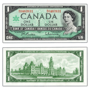 SOLD $1 1967 Bank of Canada Note Beattie-Rasminsky M/O Prefix BC-45b - Choice UNC