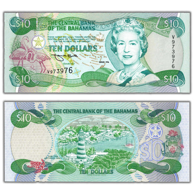 SOLD Bahamas Central Bank 1996 $10 Ten Dollars Note P #59a - Choice UNC