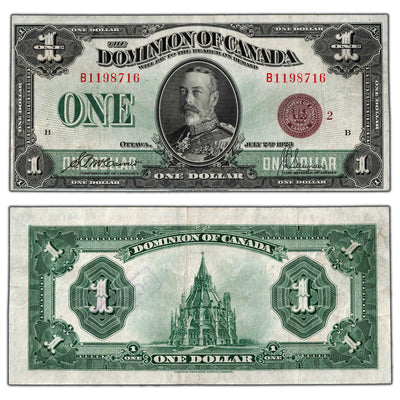 SOLD $1 1923 Dominion of Canada Note Bronze Seal Series B DC-25i - VF/EF