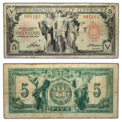 SOLD $5 1935 Canadian Bank of Commerce Canada Chartered Note #75-18-02 - Fine