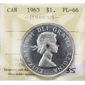 SOLD Canada 1963 $1 Silver Dollar Coin - ICCS Proof-Like PL-66