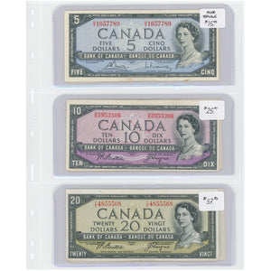 SOLD $5-20 1954 Bank of Canada Notes Modified Portrait - Lot of 6 - Retail $154.5