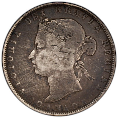 Canada 1870 LCW 50 Cents Half Dollar Silver Coin - Hairlines