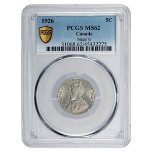 SOLD Canada 1926 Near 6 5 Cents Nickel Coin - PCGS MS-62