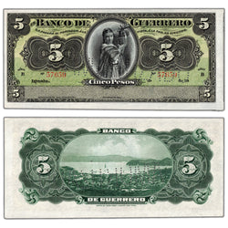 Mexico El Banco de Guerrero ND (Ca. 1914) 5 Five Pesos Note P #S298c - AU/UNC