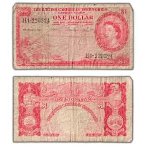 SOLD British Caribbean Territories 1962 $1 One Dollar Note P #7c - Low Grade Filler