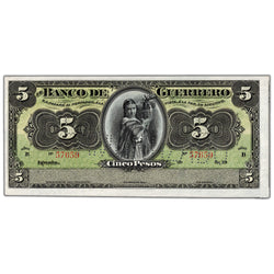 Mexico El Banco de Guerrero ND (Ca. 1914) 5 Five Pesos Note P #S298c - AU/UNC
