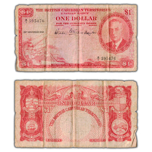 SOLD British Caribbean Territories 1950 $1 One Dollar Note P #1 - Low Grade Filler