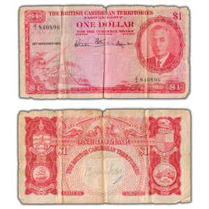 SOLD British Caribbean Territories 1950 $1 One Dollar Note P #1 - Filler (writing)