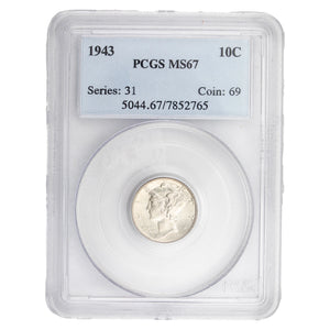 SOLD United States 1943 10 Cents Mercury Dime Silver Coin - PCGS MS-67