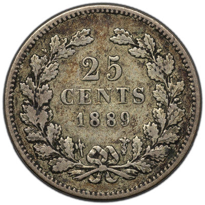 SOLD Netherlands 1889 25 Cents Silver Coin KM #81 - Scarcer Issue