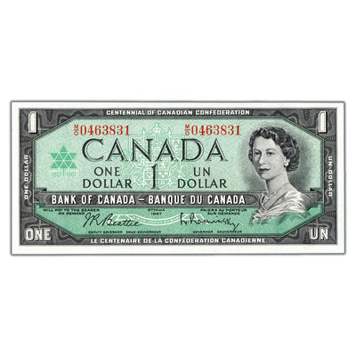 SOLD $1 1967 Bank of Canada Note Beattie-Rasminsky M/O Prefix BC-45b - Choice UNC