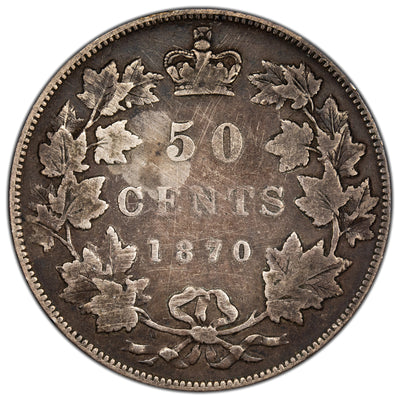 Canada 1870 LCW 50 Cents Half Dollar Silver Coin - Hairlines