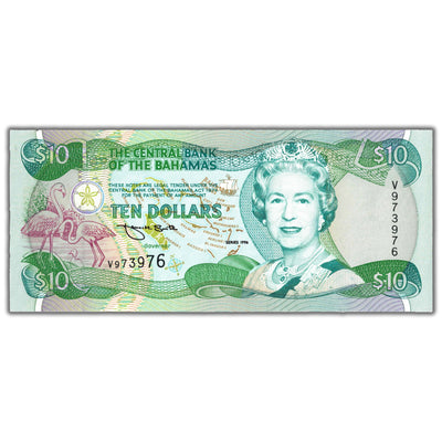 SOLD Bahamas Central Bank 1996 $10 Ten Dollars Note P #59a - Choice UNC