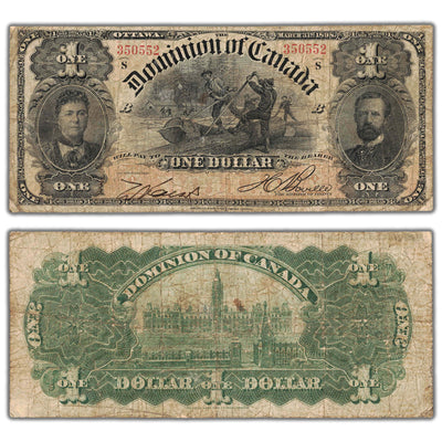 SOLD $1 1898 Dominion of Canada Note Boville Series S DC-13c